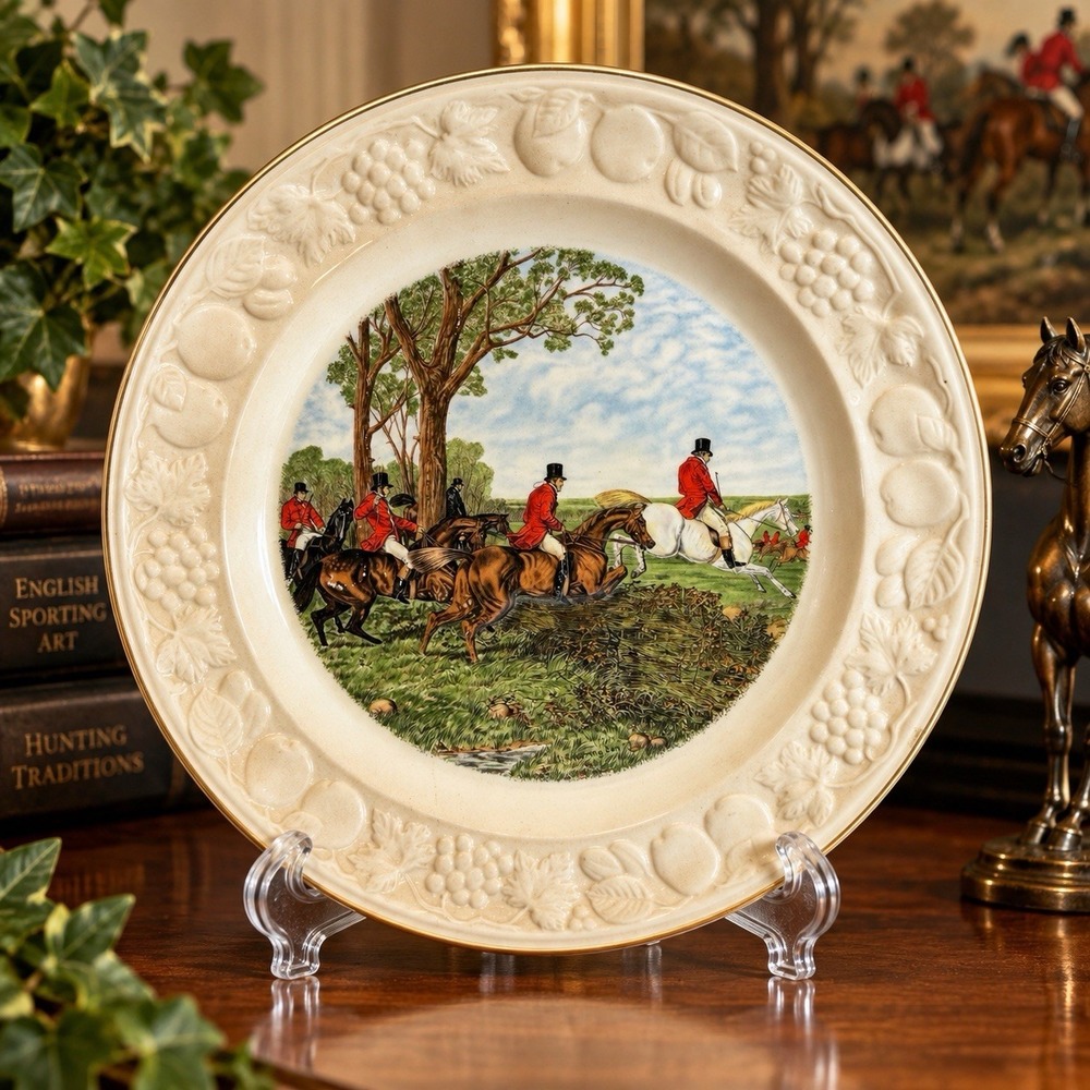 Palissy Royal Worcester Spode Herring Hunting Scene Well Cleared Plate 9”